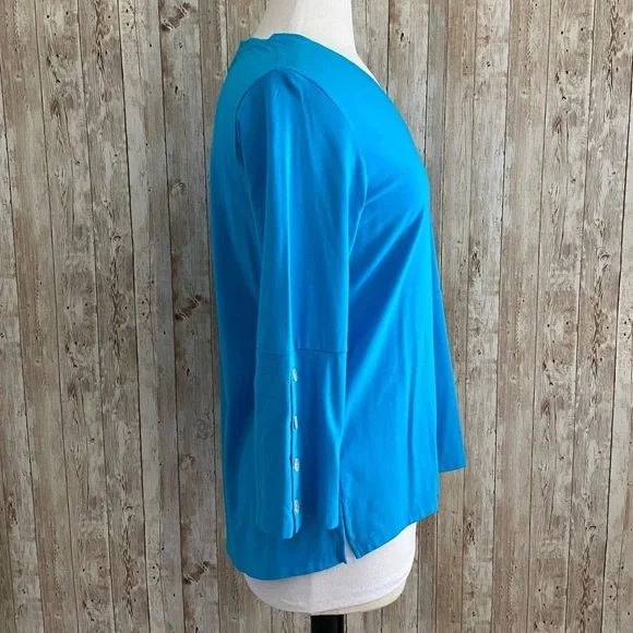 Hinson Wu Christy 3/4 Sleeve Top In Aqua Blue Size Small - Picture 4 of 8